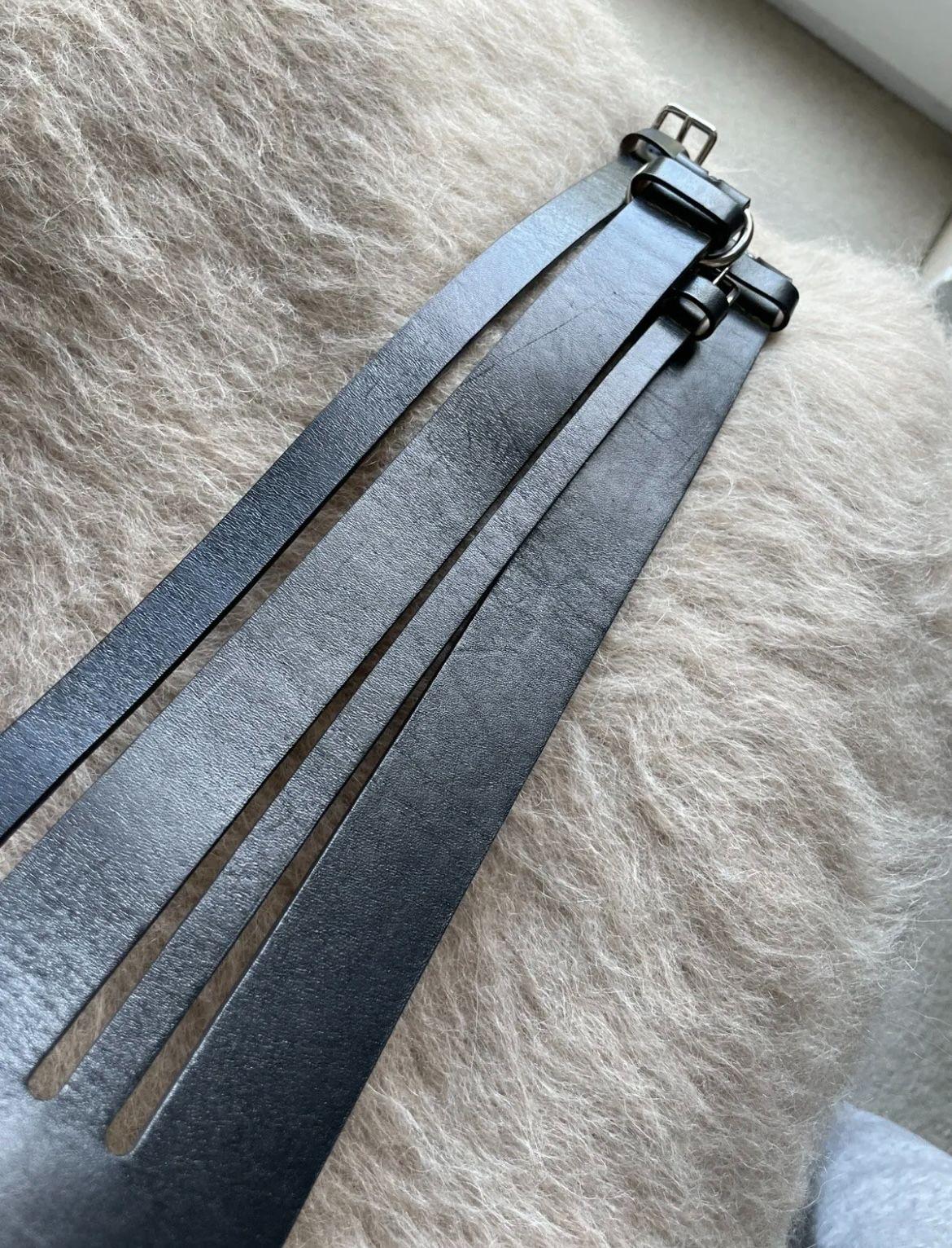 black leather multi-buckle waist belt 70