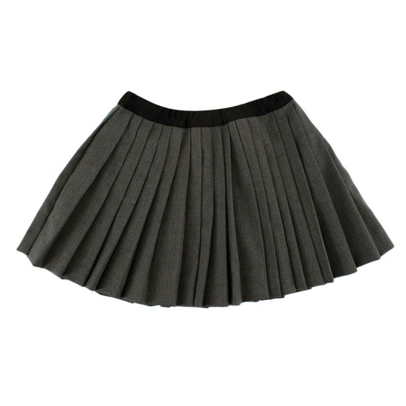 Bonpoint Grey Wool Blend Pleated Skirt