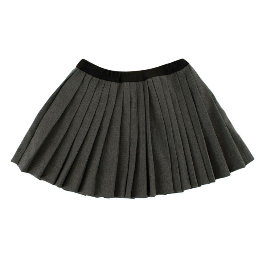 Bonpoint Grey Wool Blend Pleated Skirt