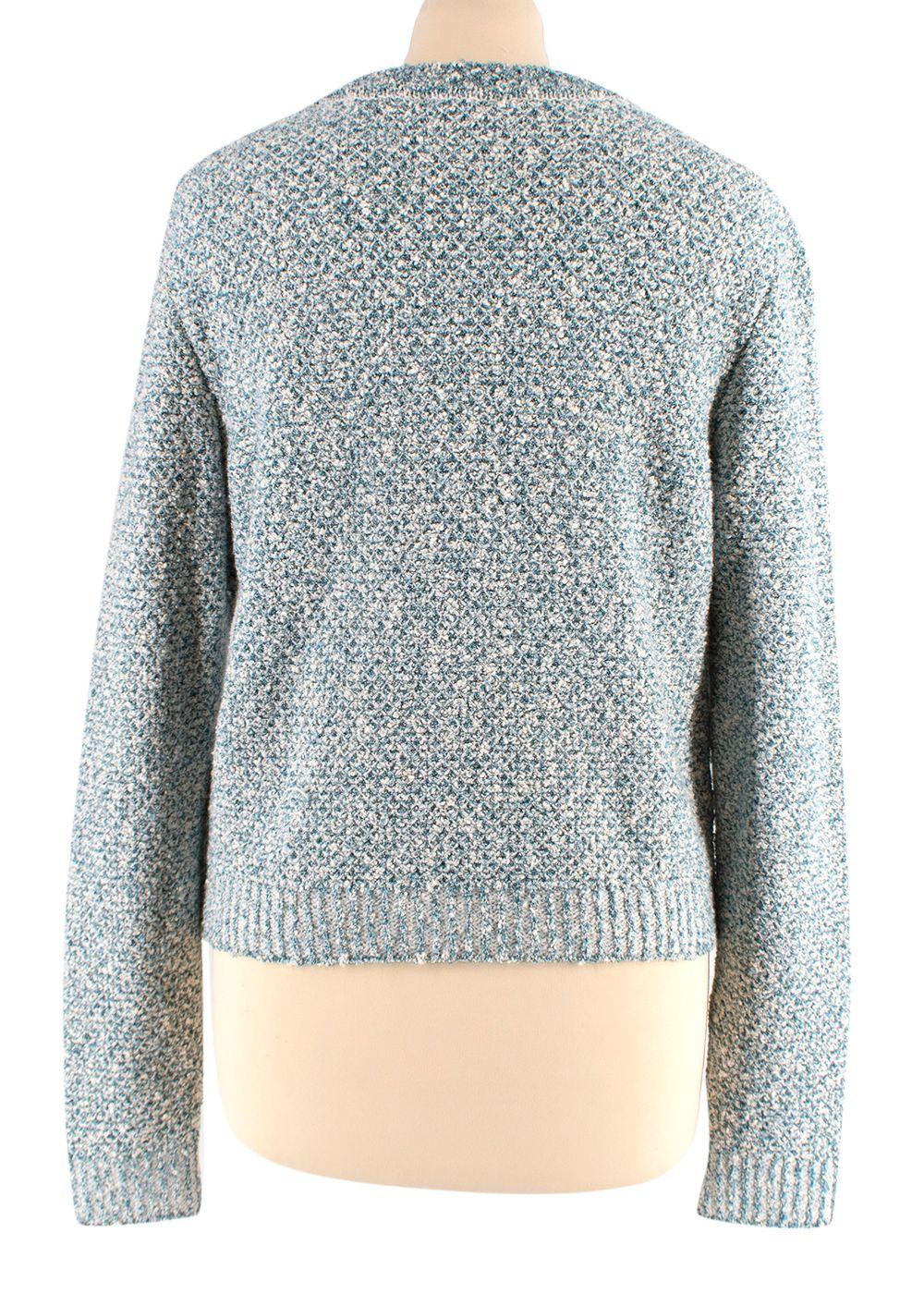 Maison Ullens Blue Tweed Crew Neck Jumper