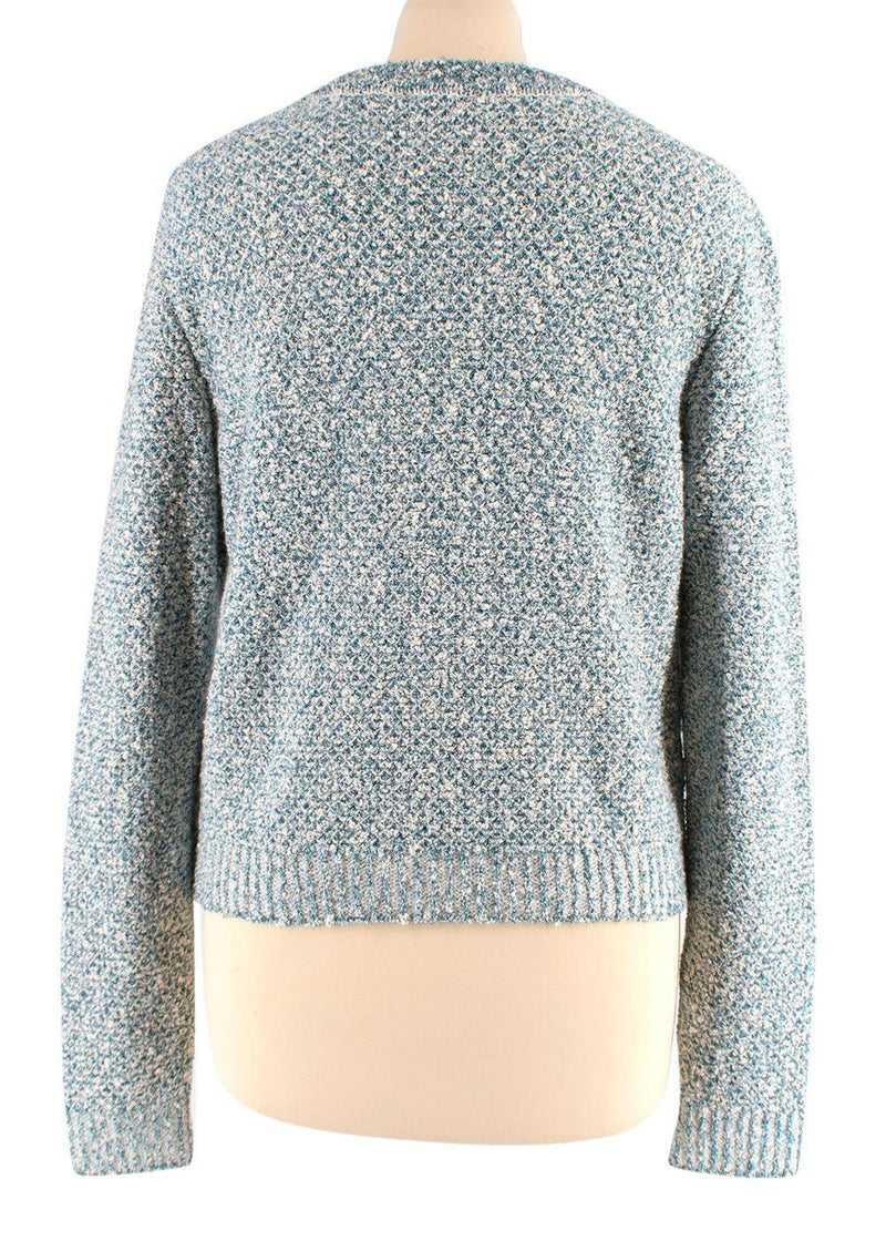 Maison Ullens Blue Tweed Crew Neck Jumper
