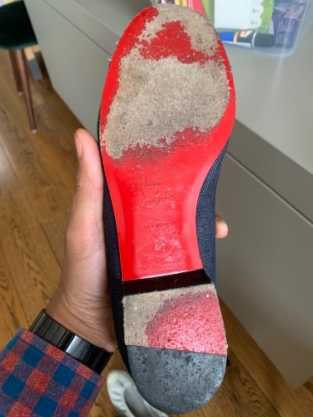 Christian Louboutin Denim Intern Spiked Flats