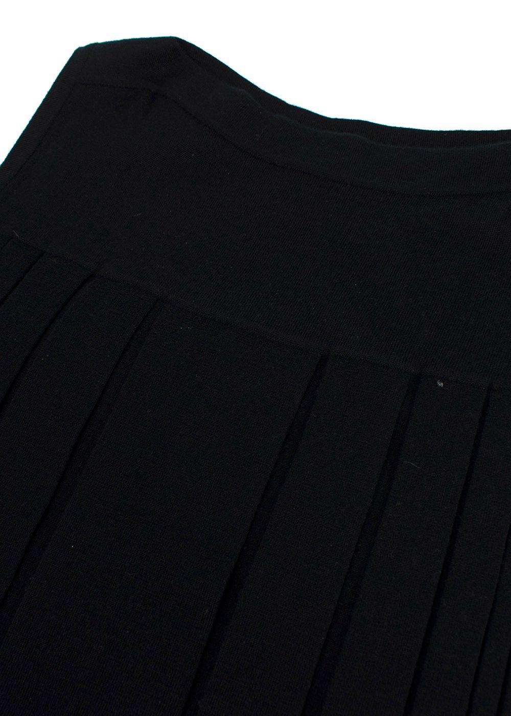 Hermes Black Cashmere Knit Pleated Dress
