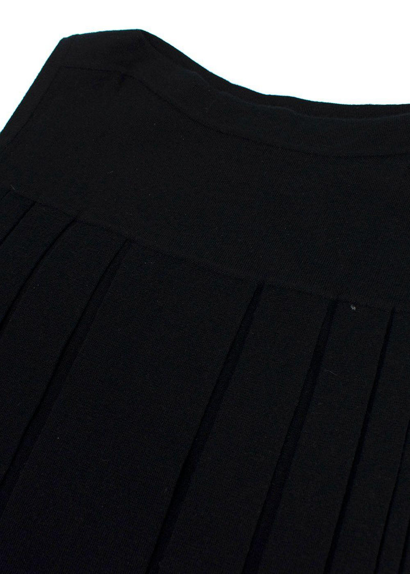 Hermes Black Cashmere Knit Pleated Dress