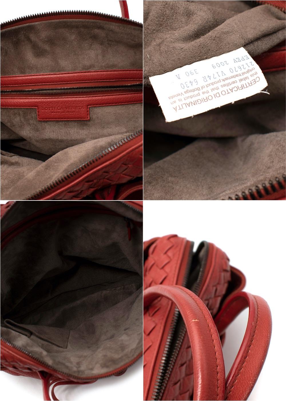 Red Leather Intrecciato Bag