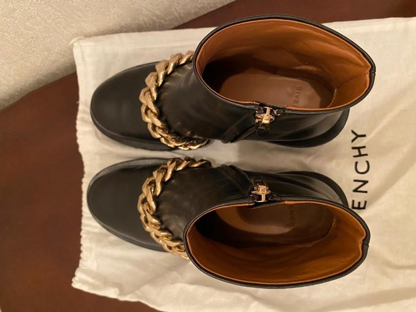 Givenchy Black Leather Chain Draped Boots