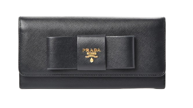 Prada Black Saffiano Leather Bow Wallet