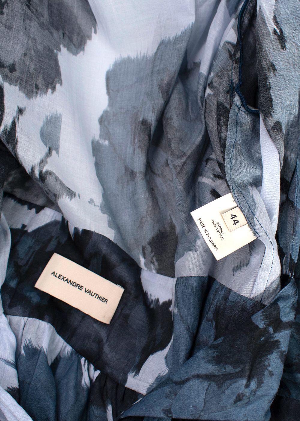 Alexandre Vauthier Asymmetric gathered printed cotton-gauze wrap dress
