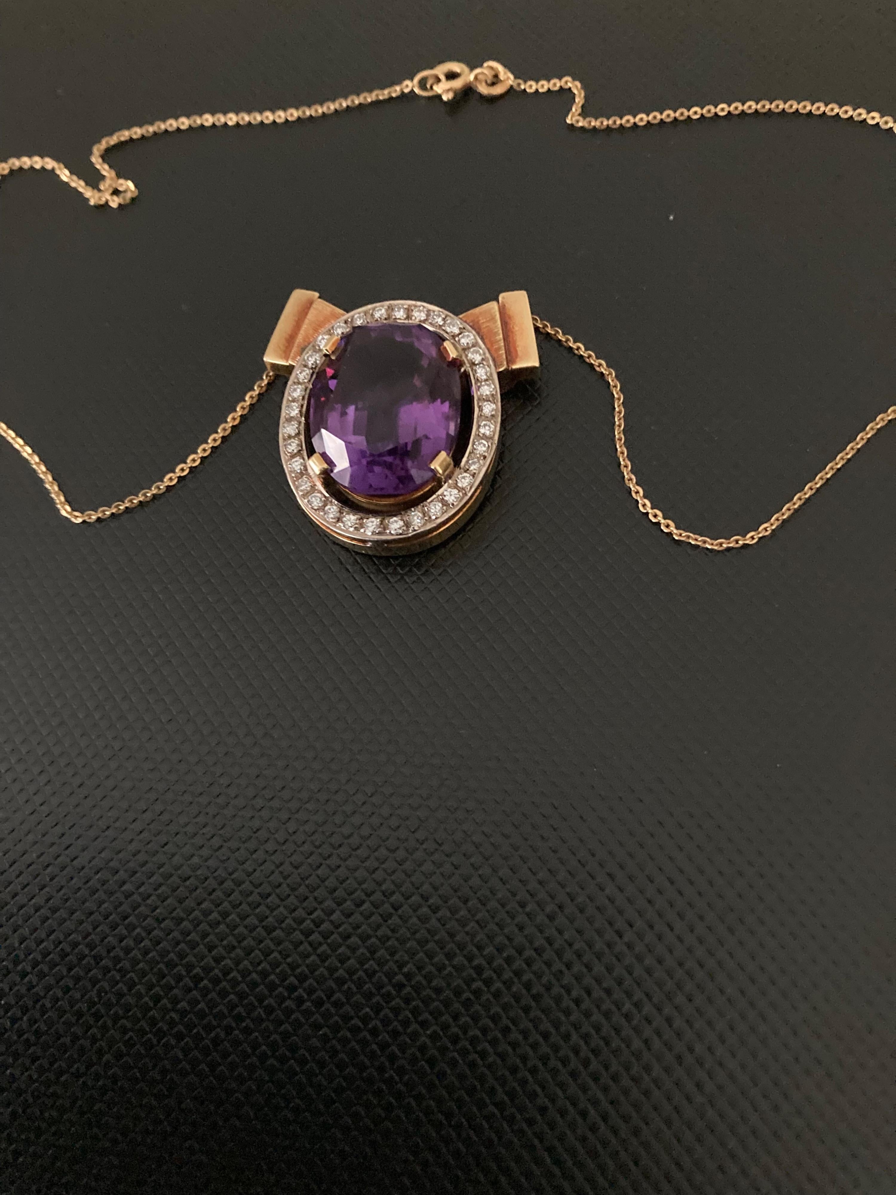 Bespoke Oval Amethyst Pendant Necklace