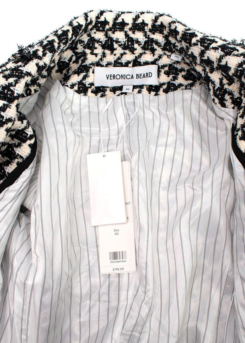 Veronica Beard Black and Ivory Houndstooth Tweed Blazer