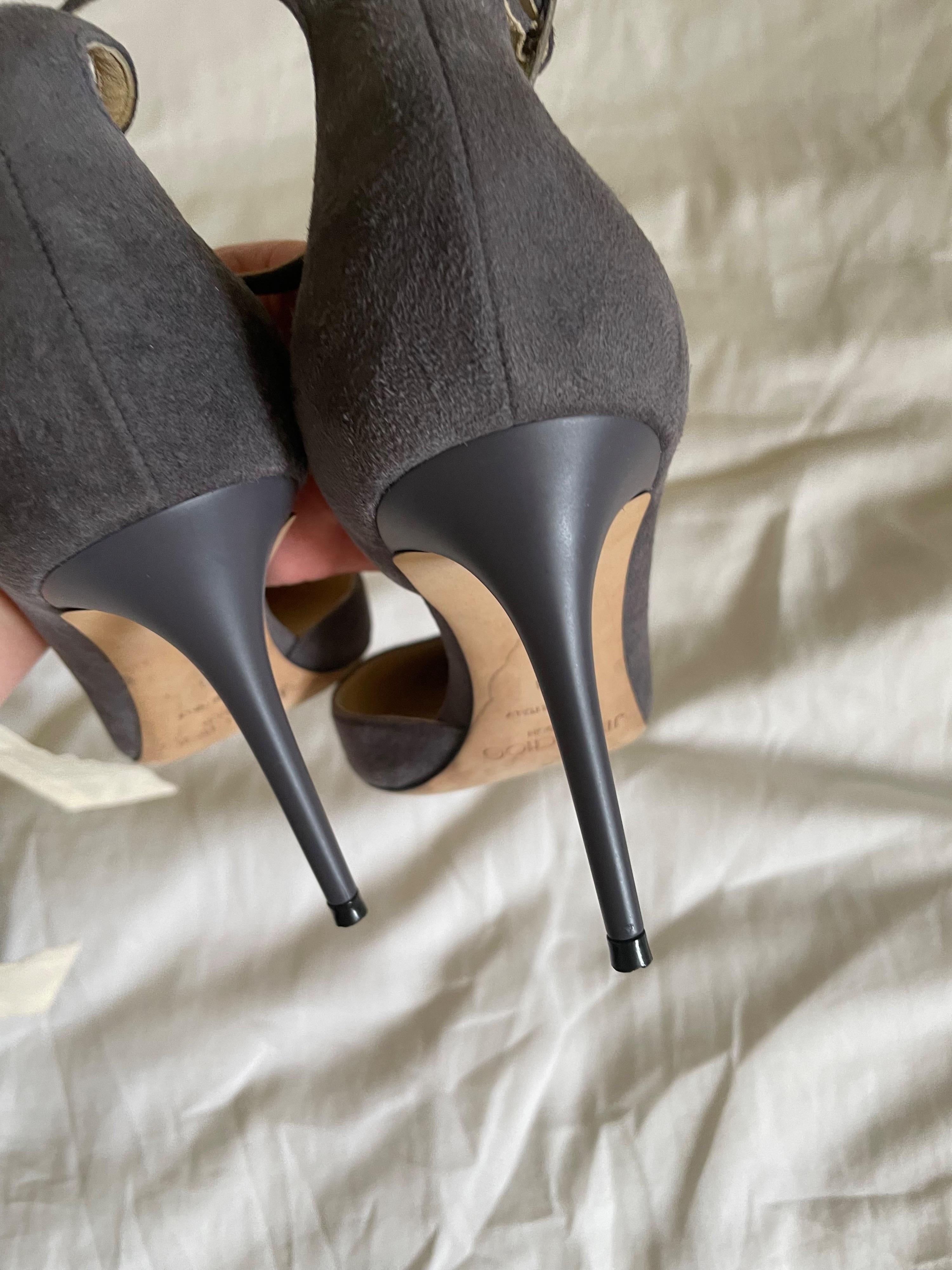 Jimmy Choo Lucy Grey Suede Half-d'Orsay Suede Pumps