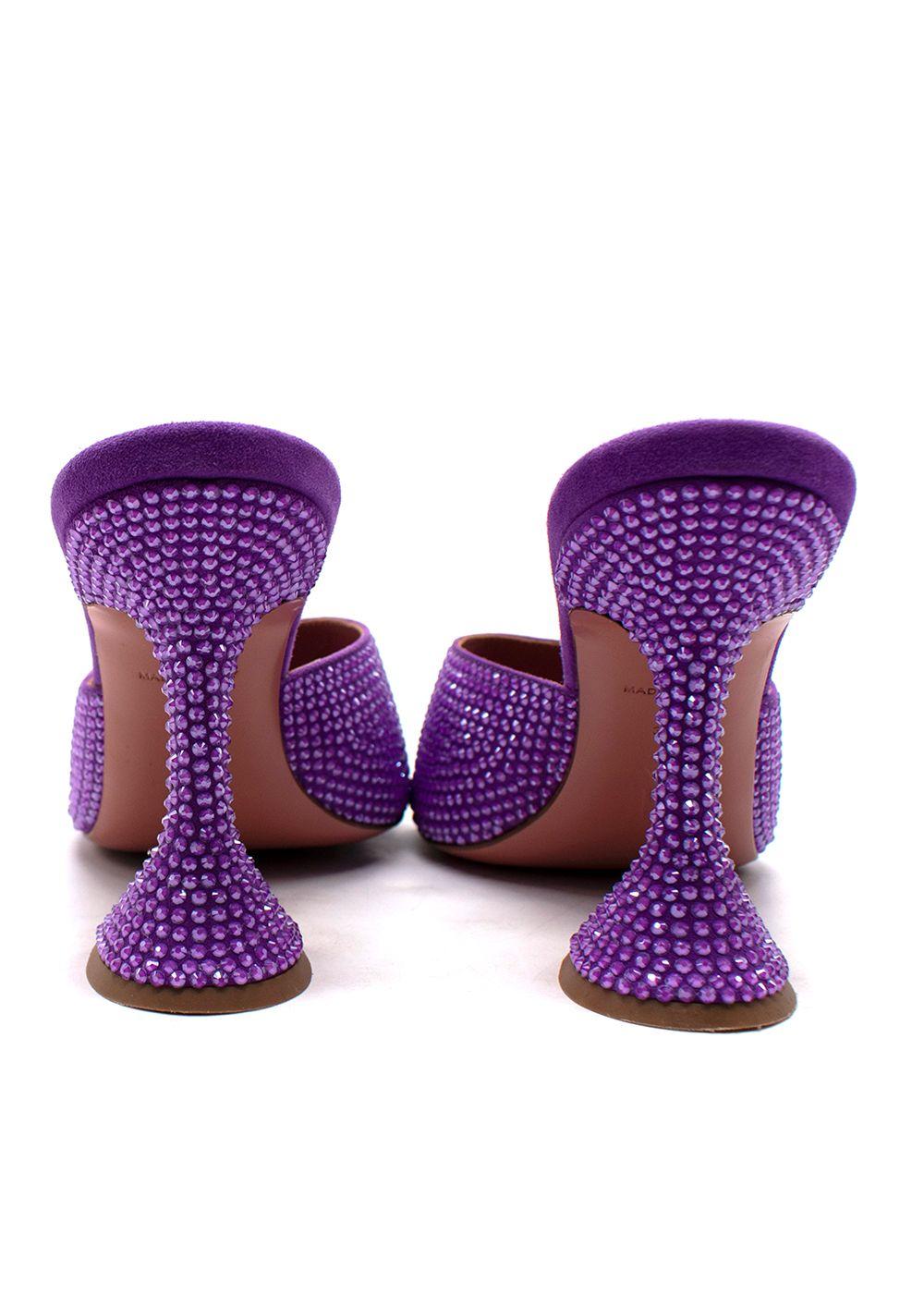 Amina Muaddi Purple Crystal Embellished Lupita Mules