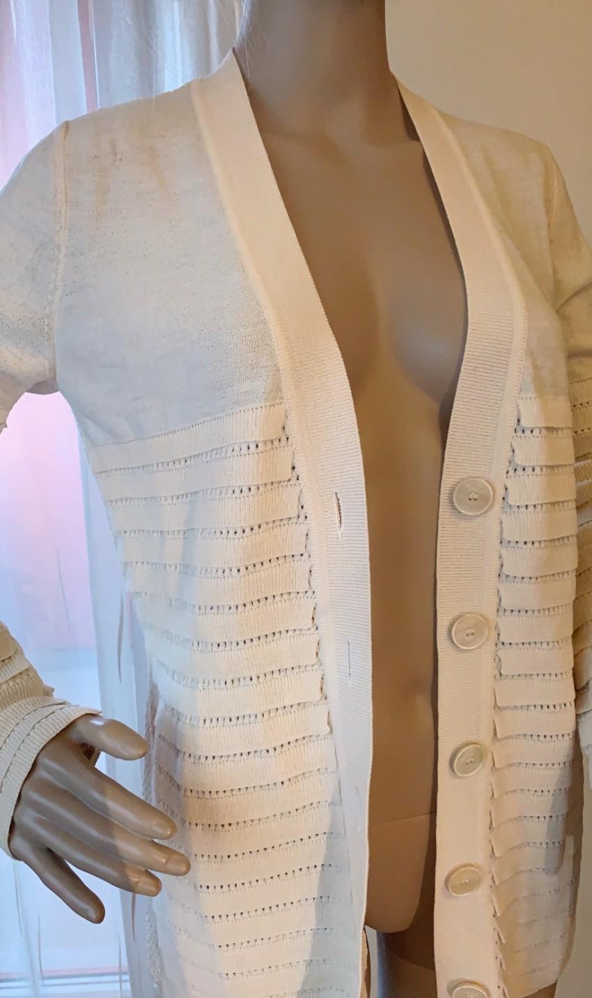 Sonia Rykiel Ivory Open-Weave Longline Cardigan