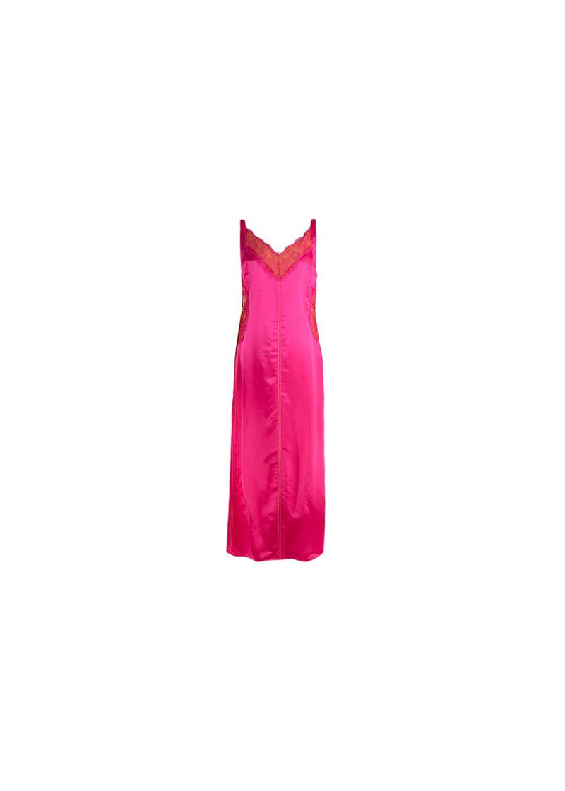 Sies Marjan Lace & Buckle Detail Pink & Orange Satin Midi dress