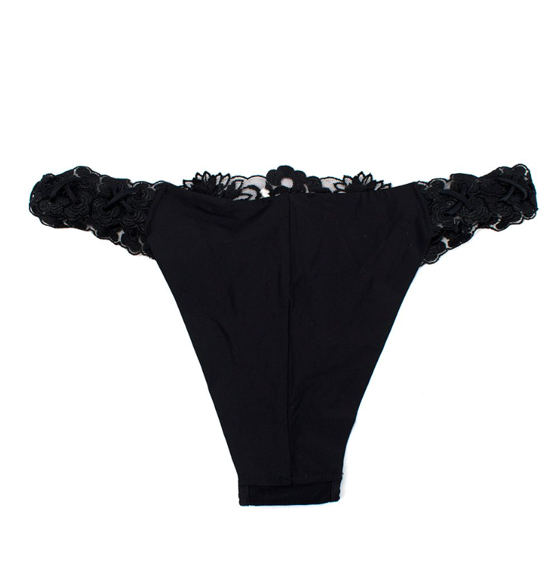 La Perla Zephyr Brazilian Brief in black Lycra with embroidered tulle