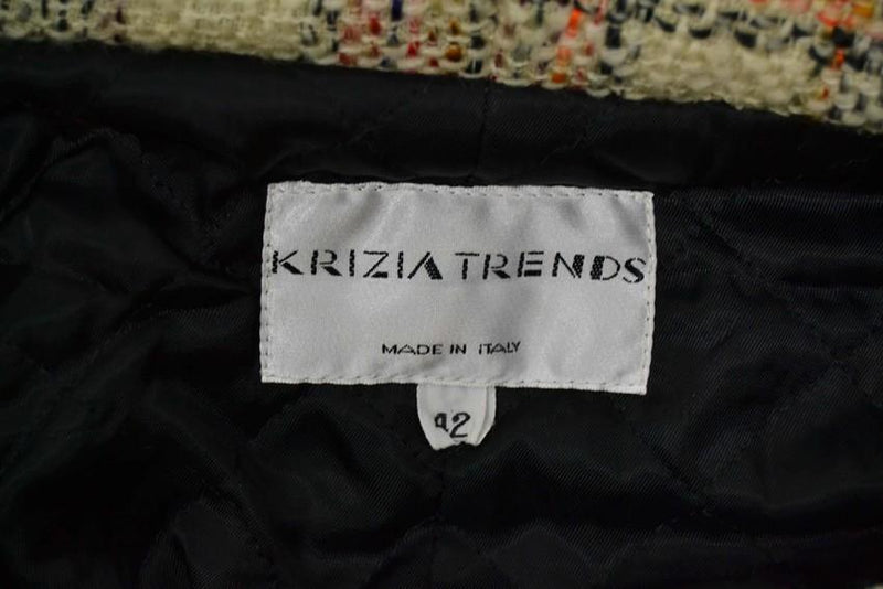 Krizia Wool Blend Fur Trim Check Jacket