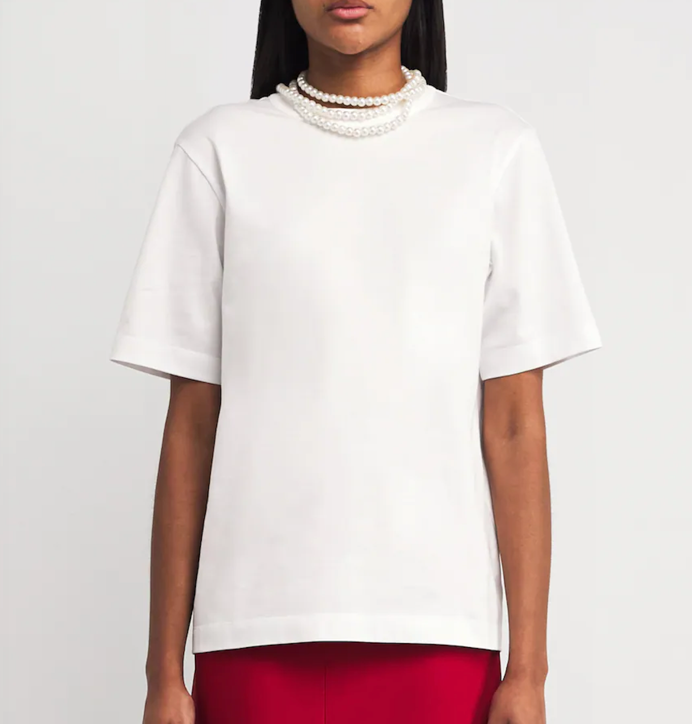 Carven Faux Pearl-Neck T-Shirt