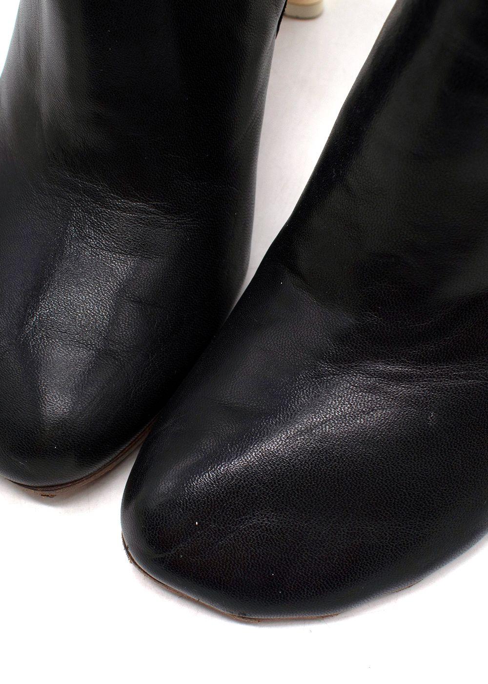 Vetements Black Leather Ankle Boots with Gold Tone Heel