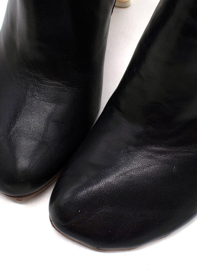 Vetements Black Leather Ankle Boots with Gold Tone Heel
