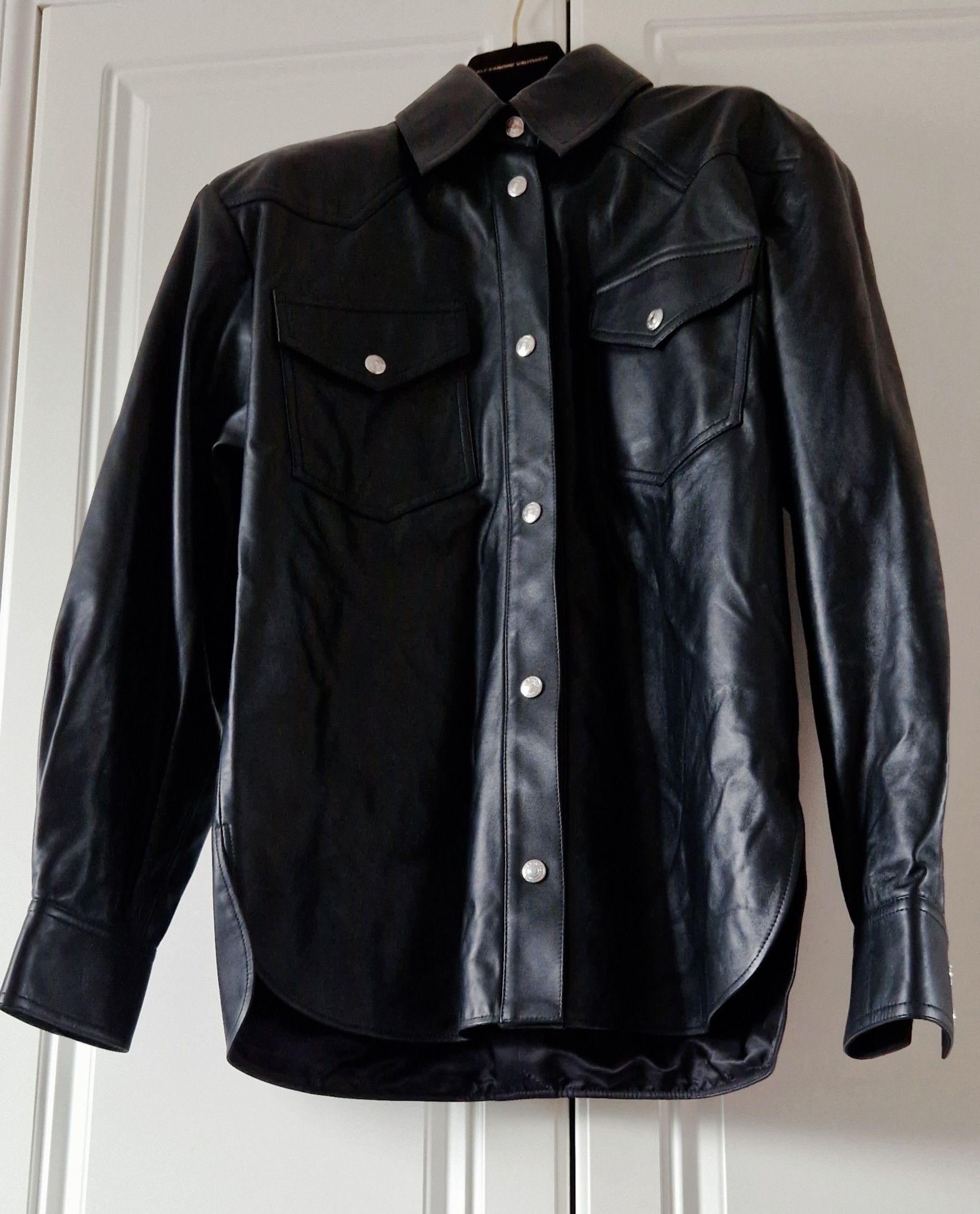 Oversized Black Leather Boyfriend Shirt