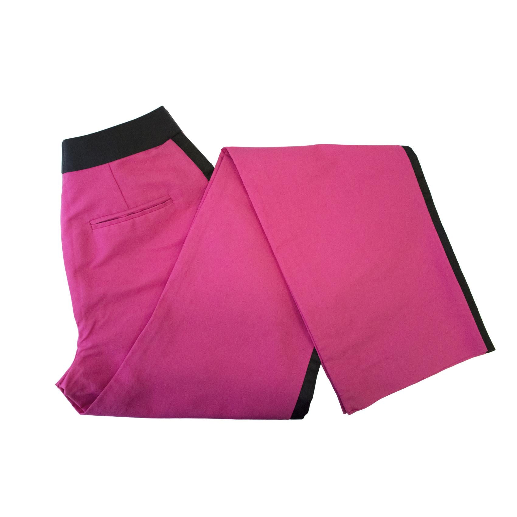 Prabal Gurung Pink Trousers with Black Silk Trim