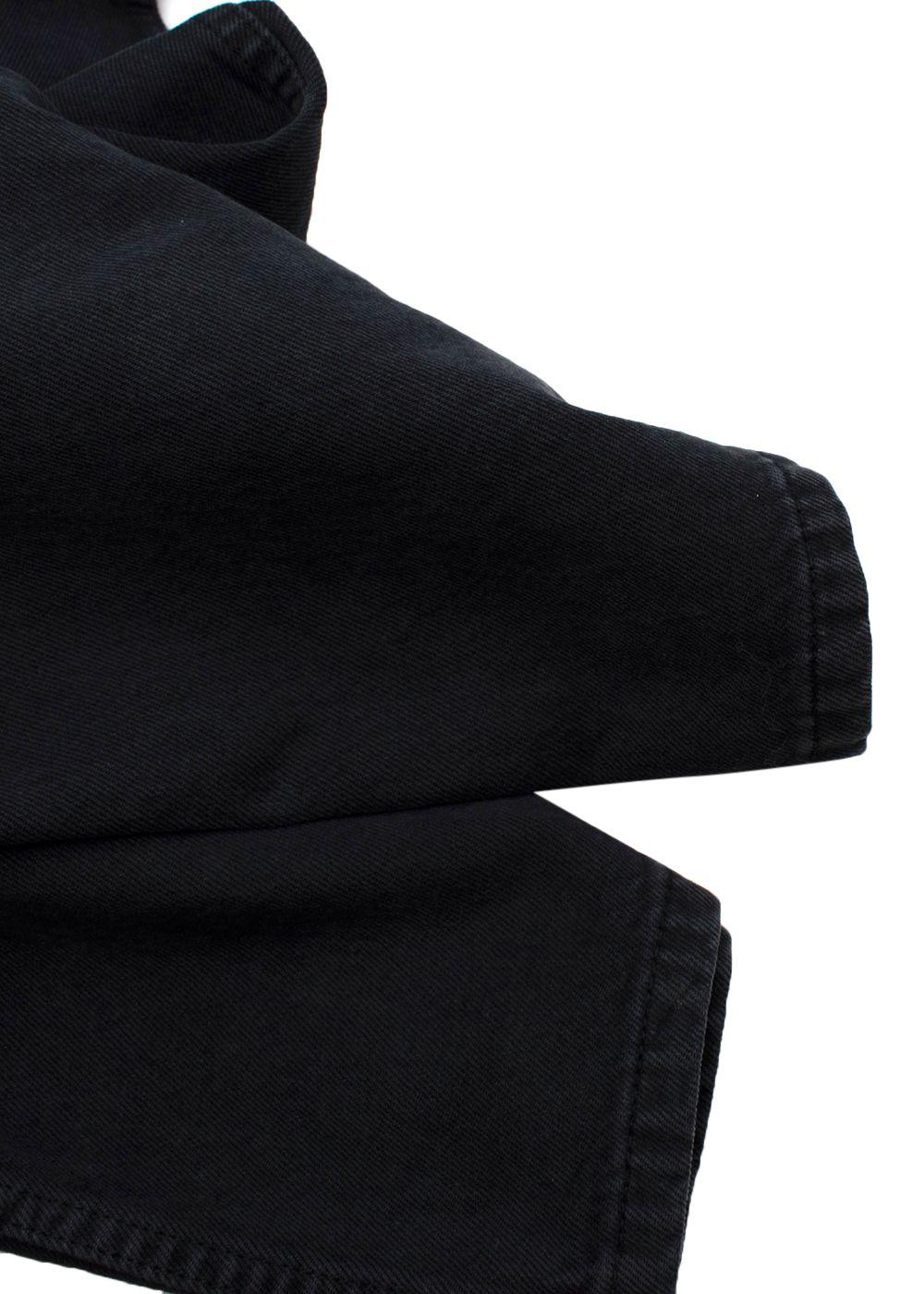 Black Distressed Straight Leg Jeans