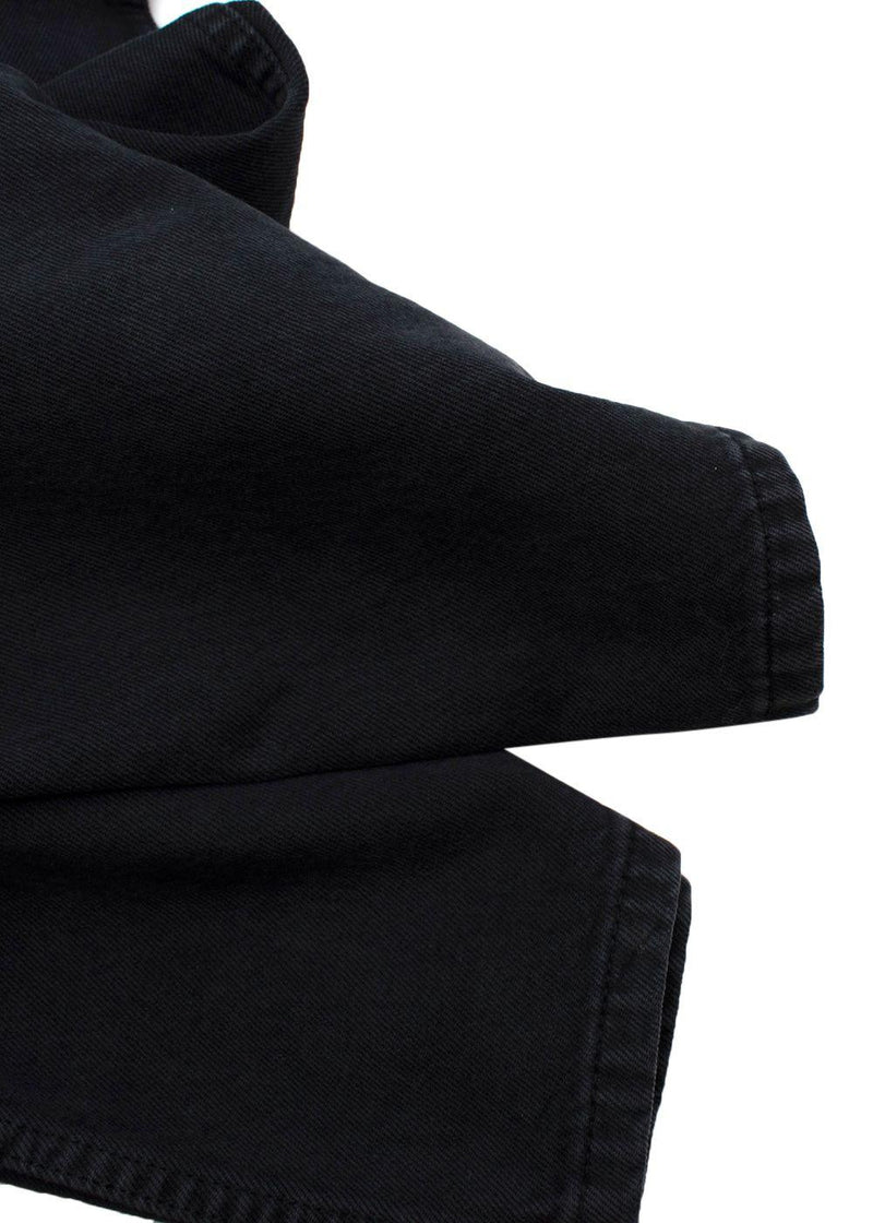 Black Distressed Straight Leg Jeans