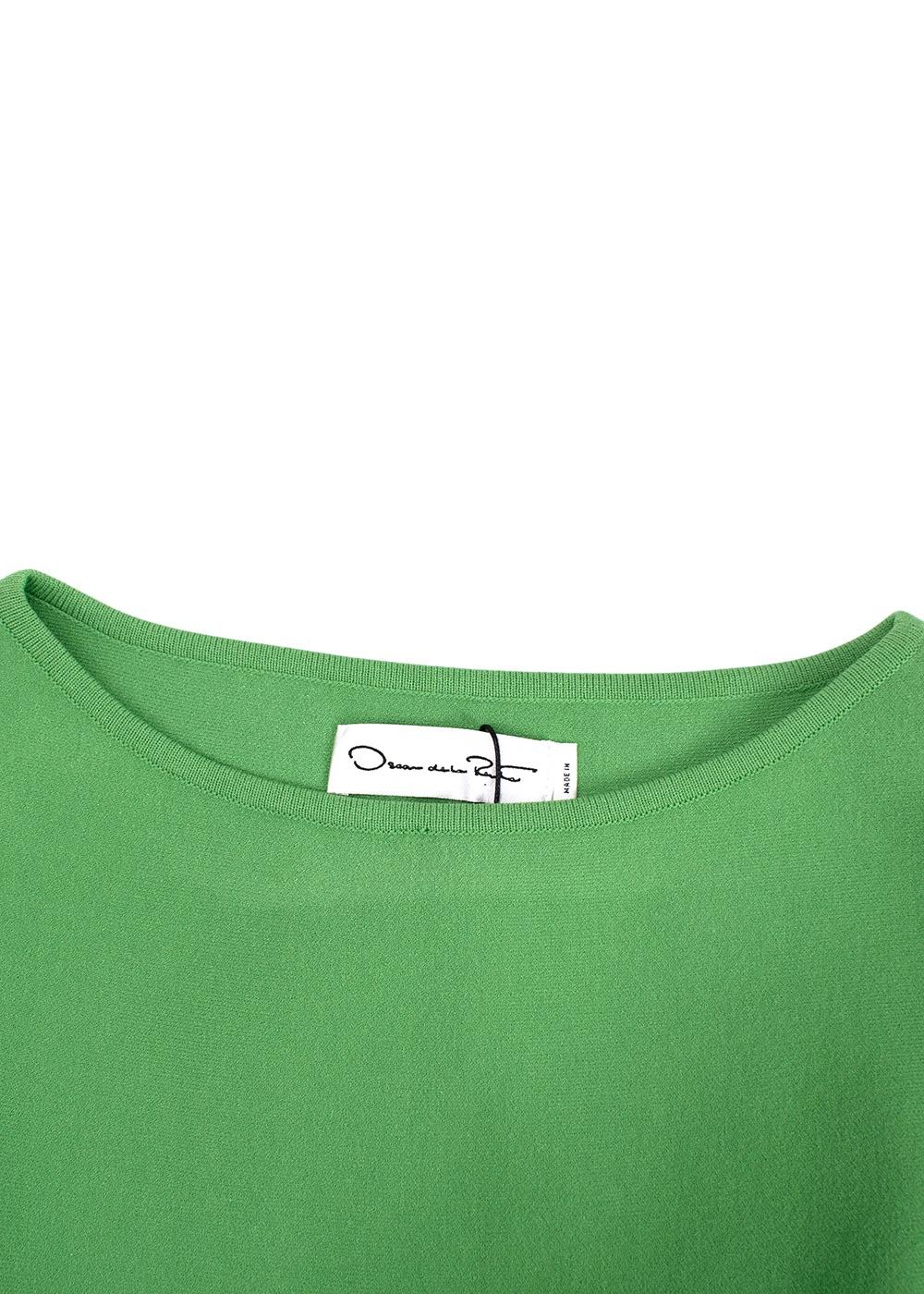 Oscar de La Renta Green Banana Leaf Cut-out Swing Dress