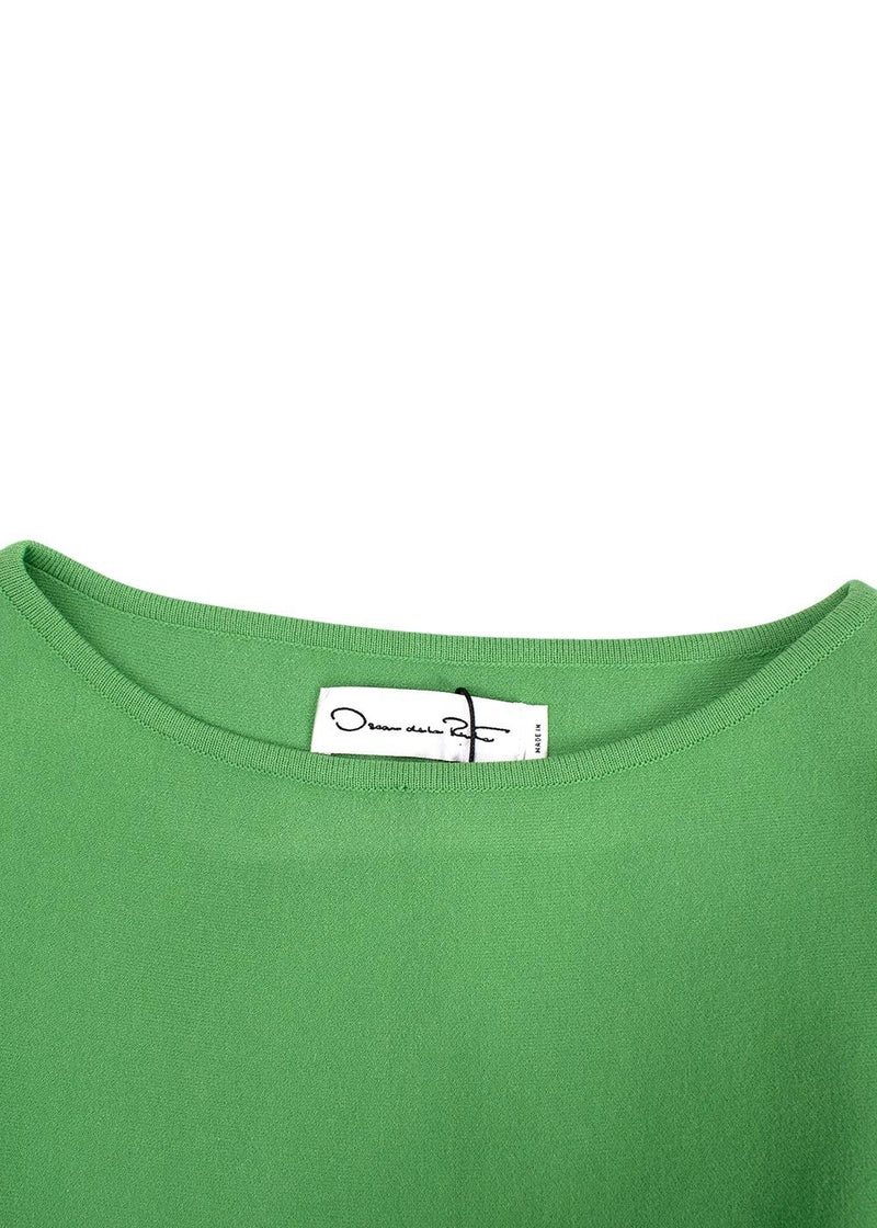 Oscar de La Renta Green Banana Leaf Cut-out Swing Dress