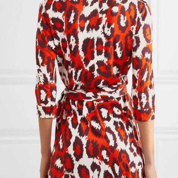 Orange leopard print silk jersey Julian mini dress