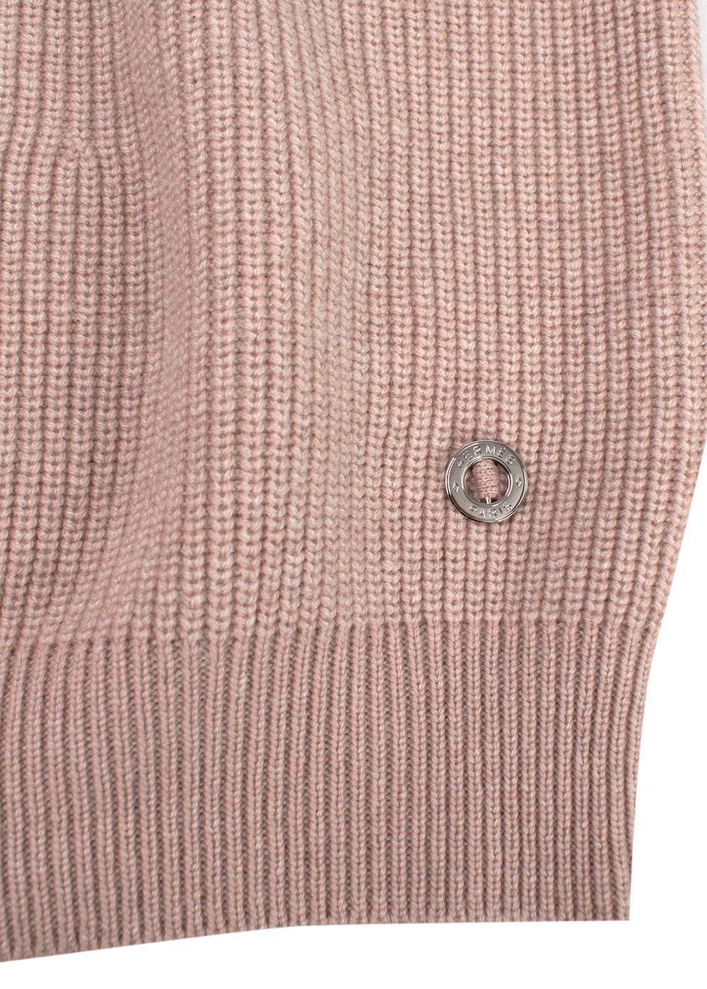 Hermes Blush Pink Ribbed Cashmere Sleeveless Jumper