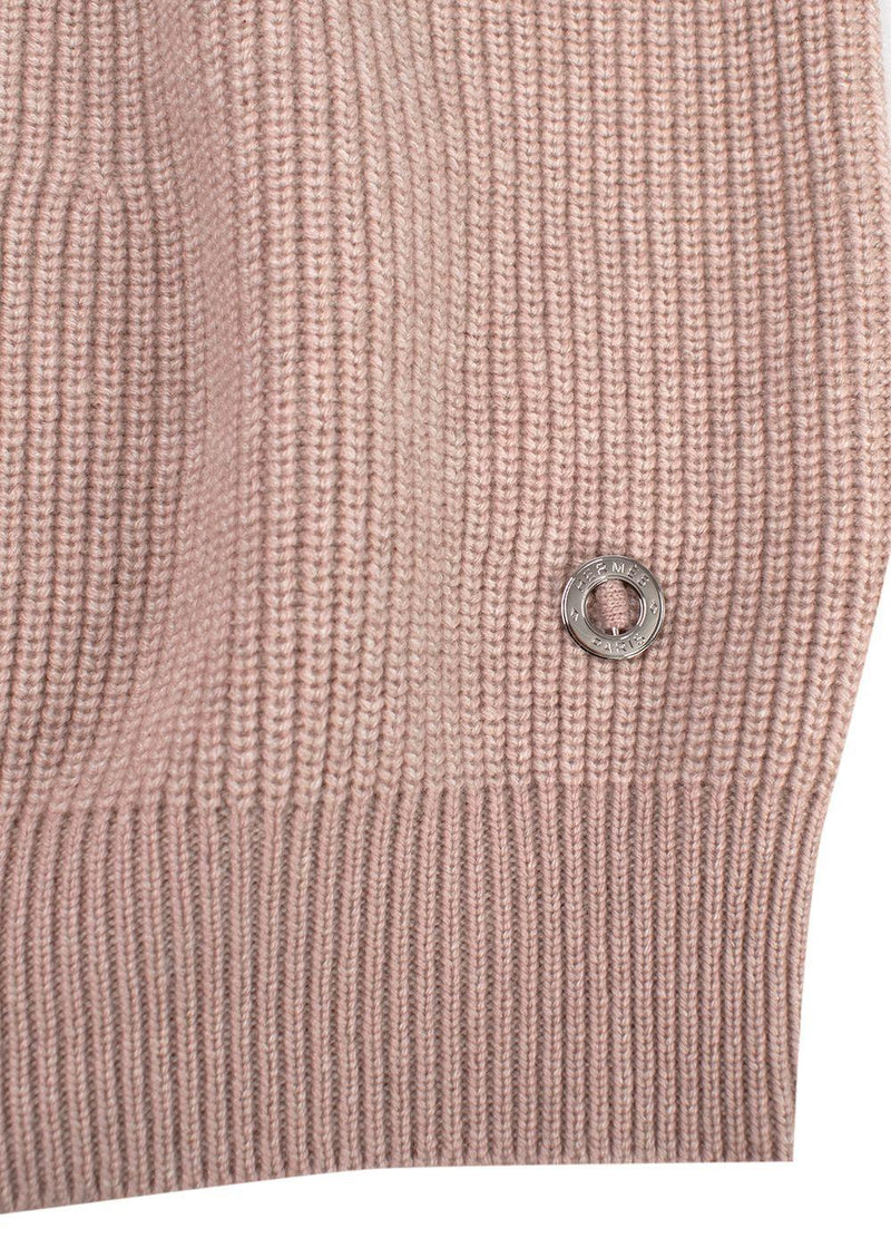 Hermes Blush Pink Ribbed Cashmere Sleeveless Jumper