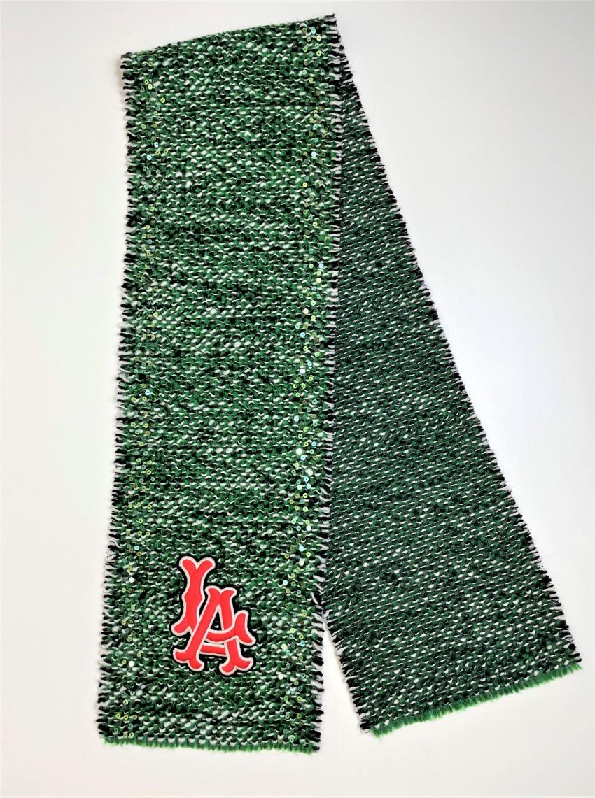 Gucci LA Patch Embellished Green Melange Wool Blend Scarf