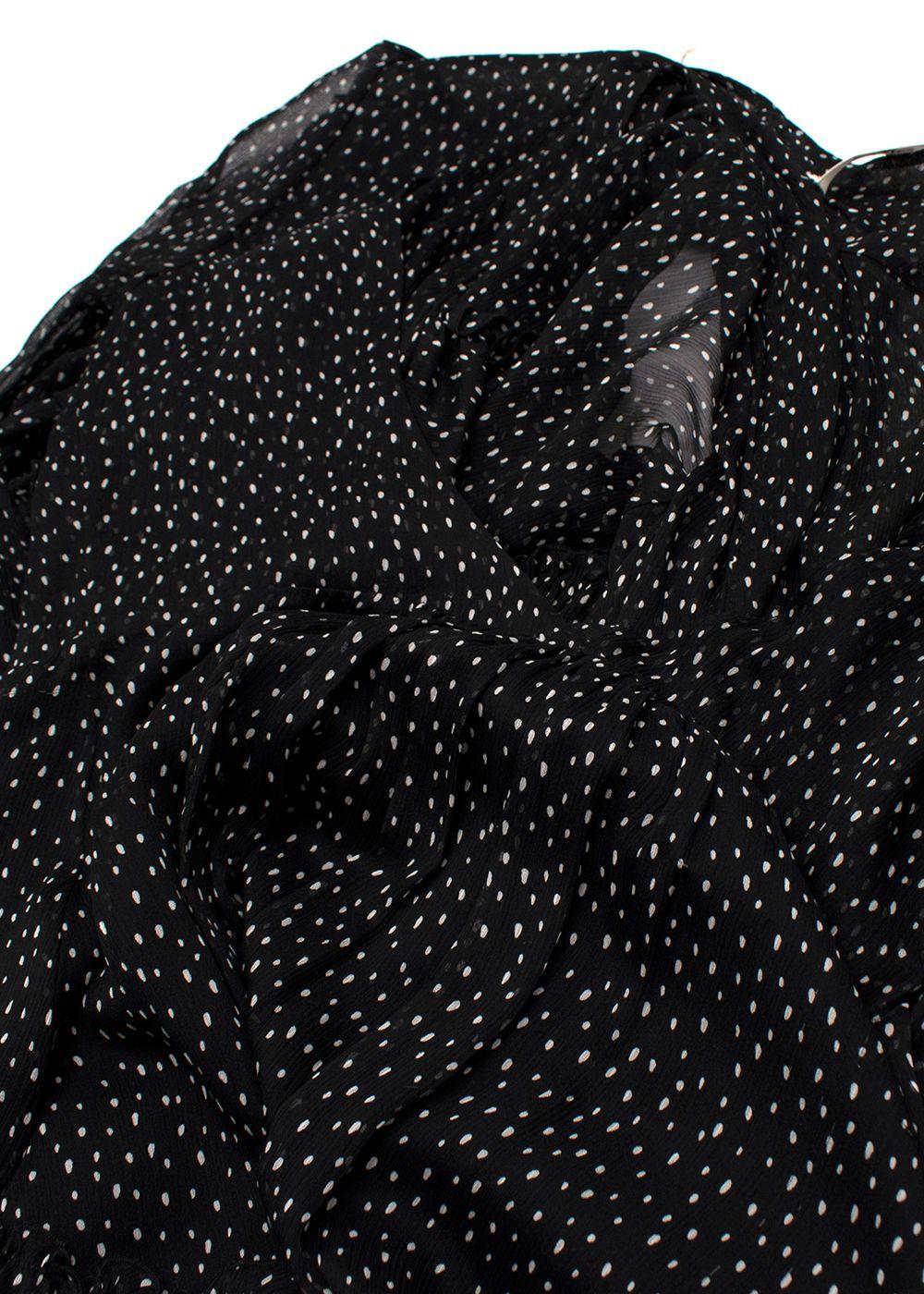 Diane Von Furstenberg Black Polkadot Chiffon Wrap Mini Dress