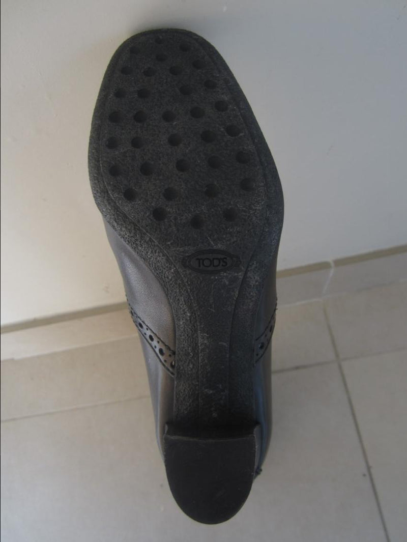Tod's Black Tall Brogue Boots