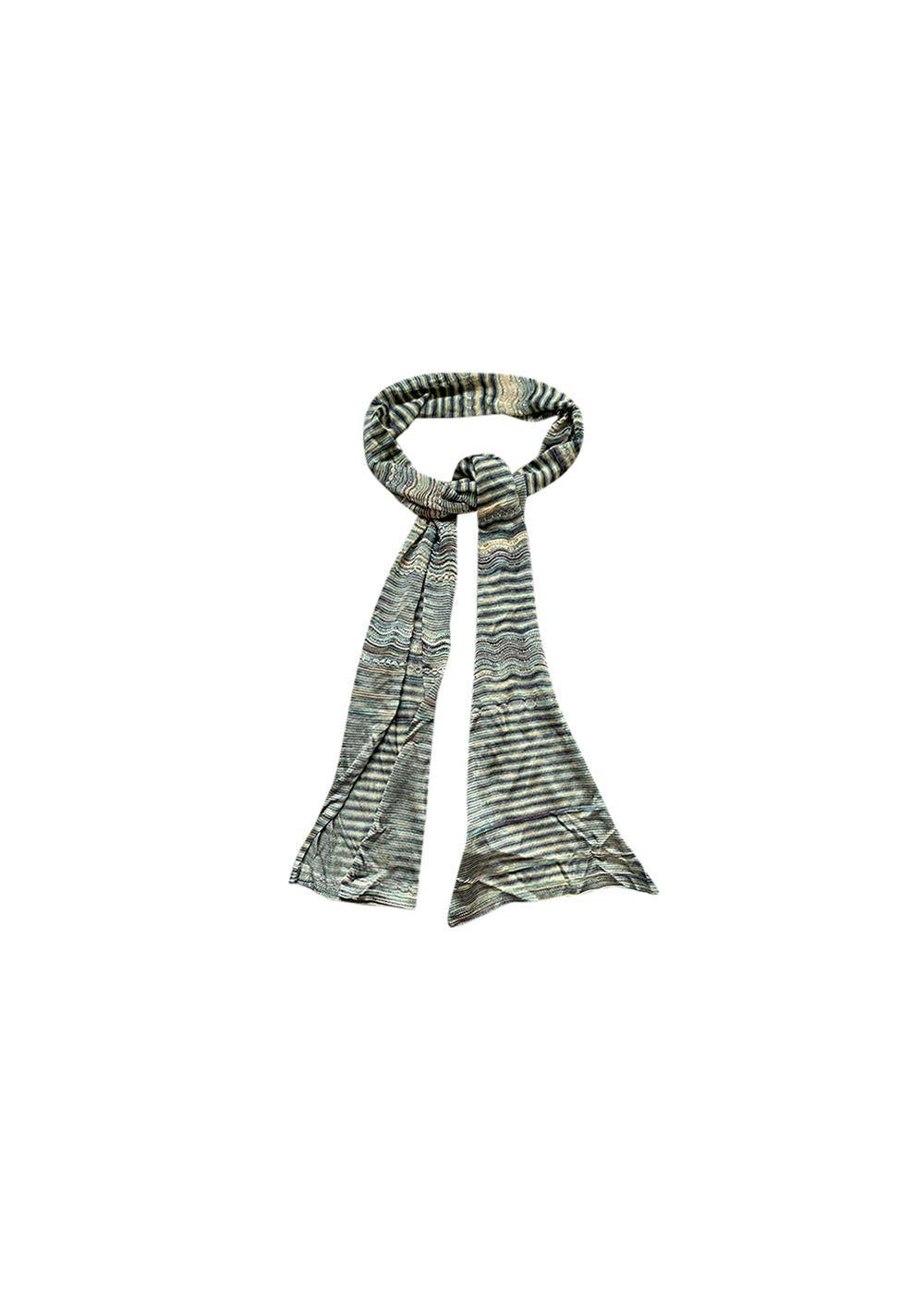 Blue & Green Zig-Zag Knit Scarf