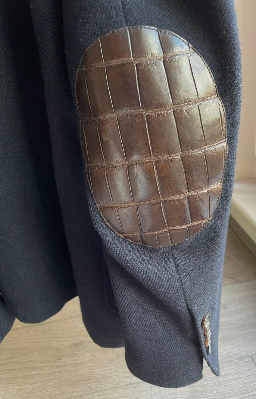 Franck Namani Croc Embossed Patch Detail Cashmere Jacket