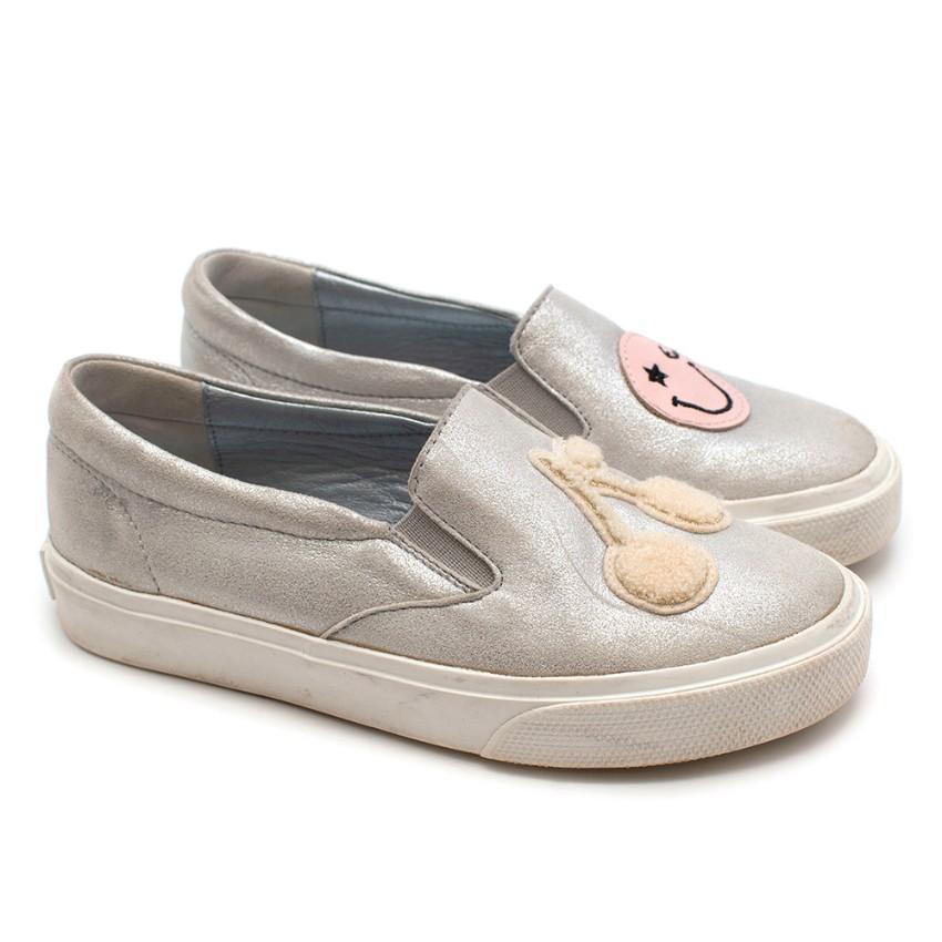 Bonpoint Slip-on Silver Brushed Cherry Applique Trainers