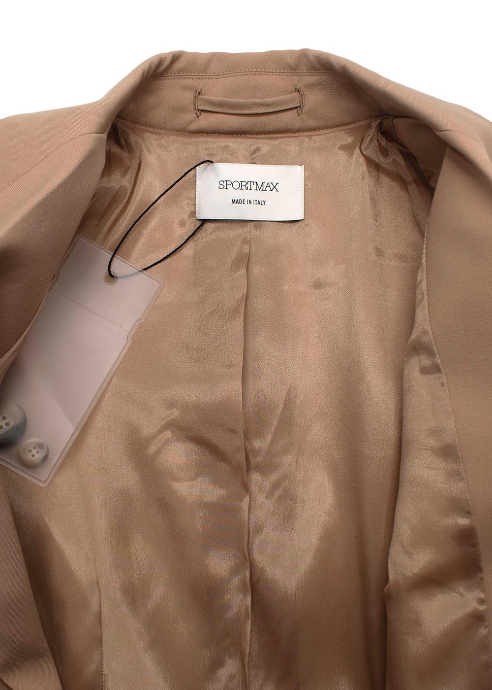 Sportmax Beige Double Breasted Wool Blazer