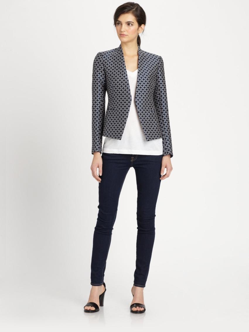 Theory stretch-wool geometric jacket