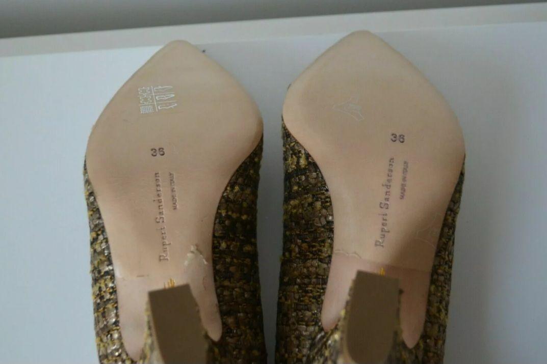 Rupert Sanderson Gold Tweed Heels