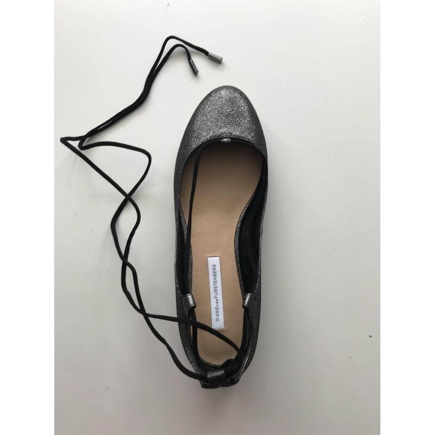 DVF Metallic Lace-Up Ballerinas