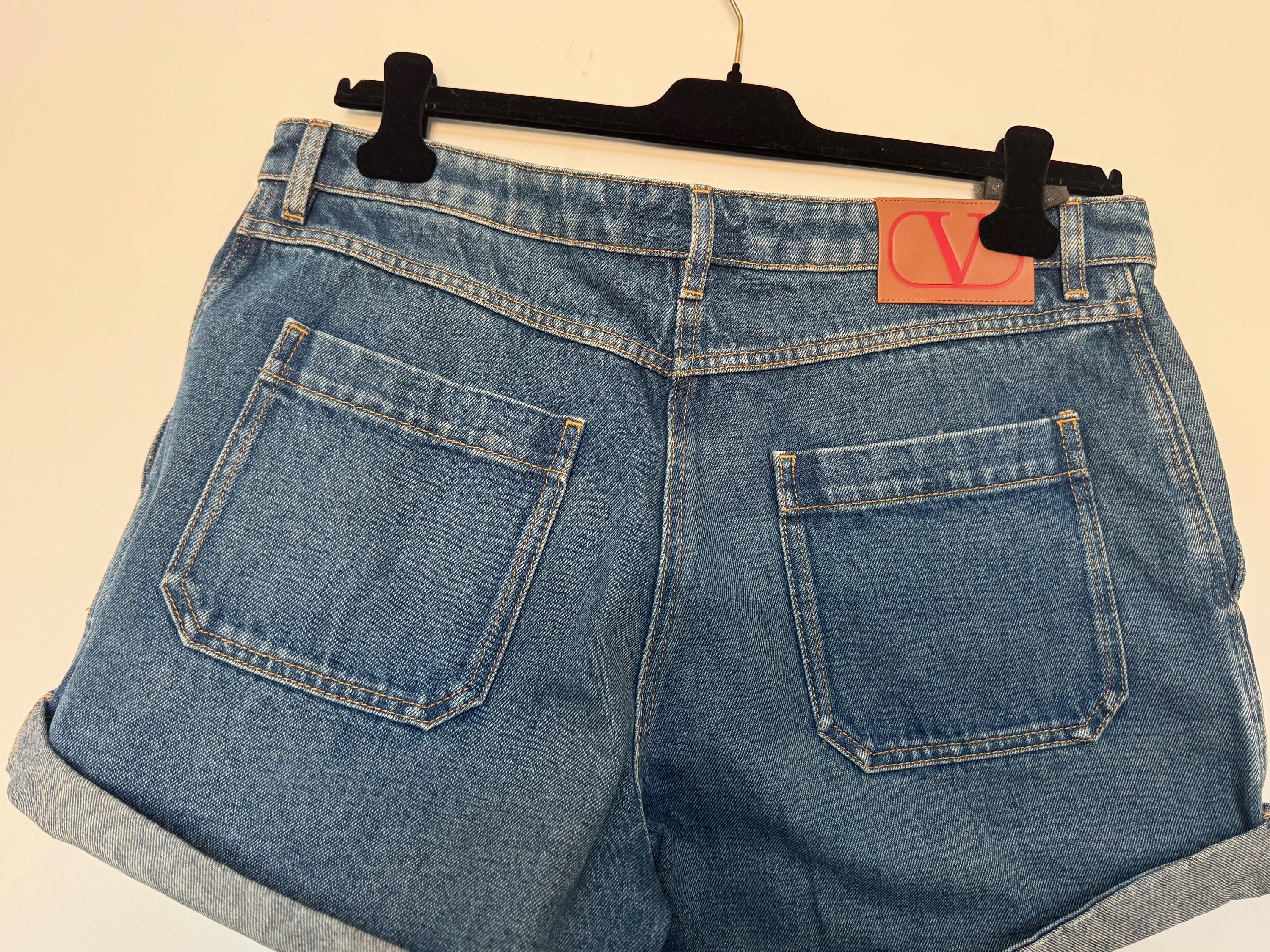 Valentino Denim Cuffed Shorts