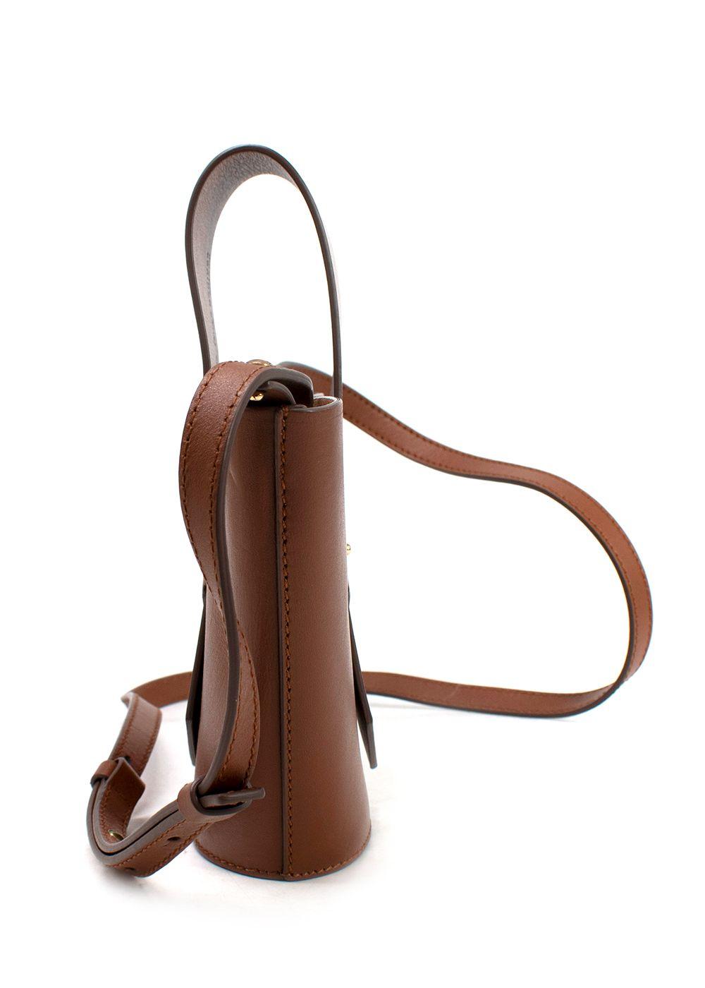Carolina Santo Domingo Brown Leather Amphore Melone Bucket Bag
