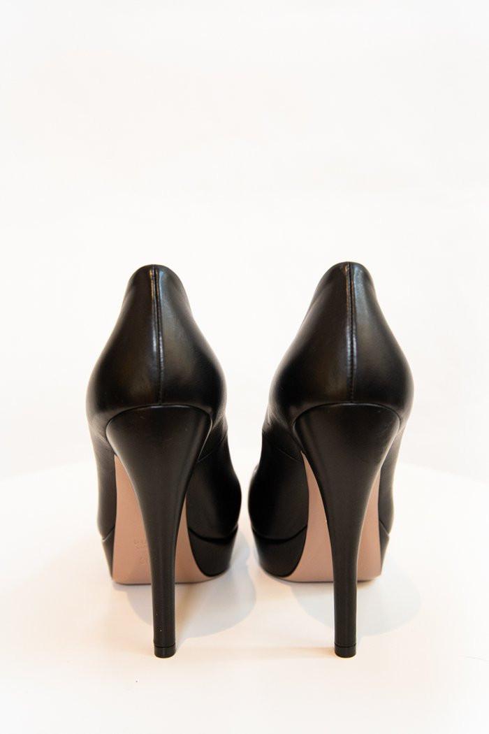Gucci Black Leather Platform Pumps