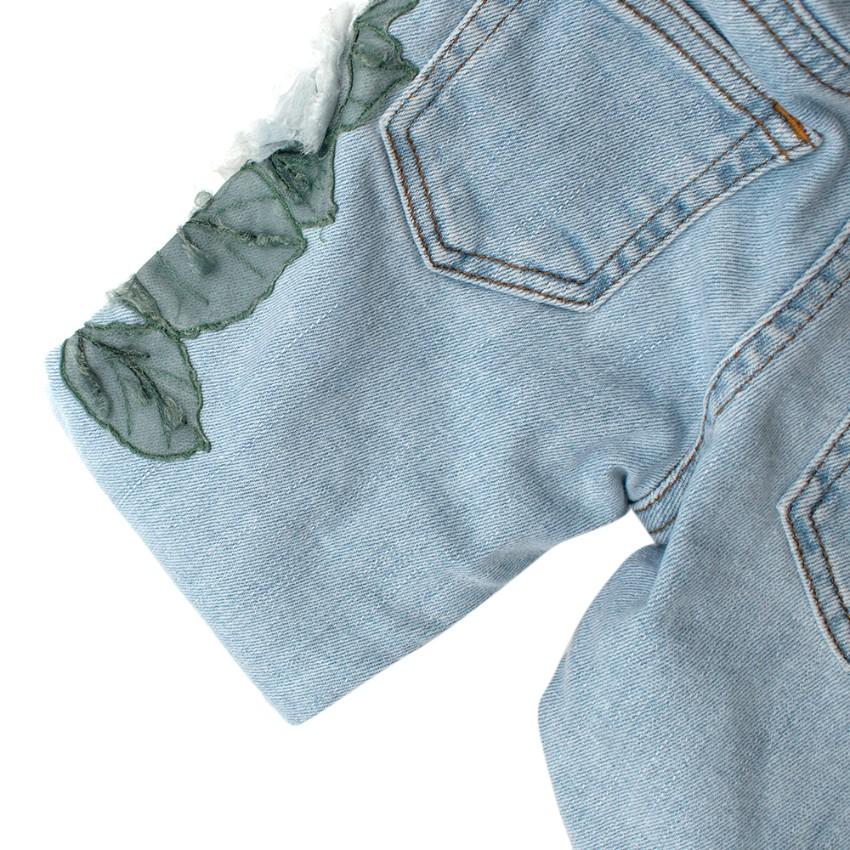 Dolce & Gabbana Girls Denim Flower Embroidered Jeans