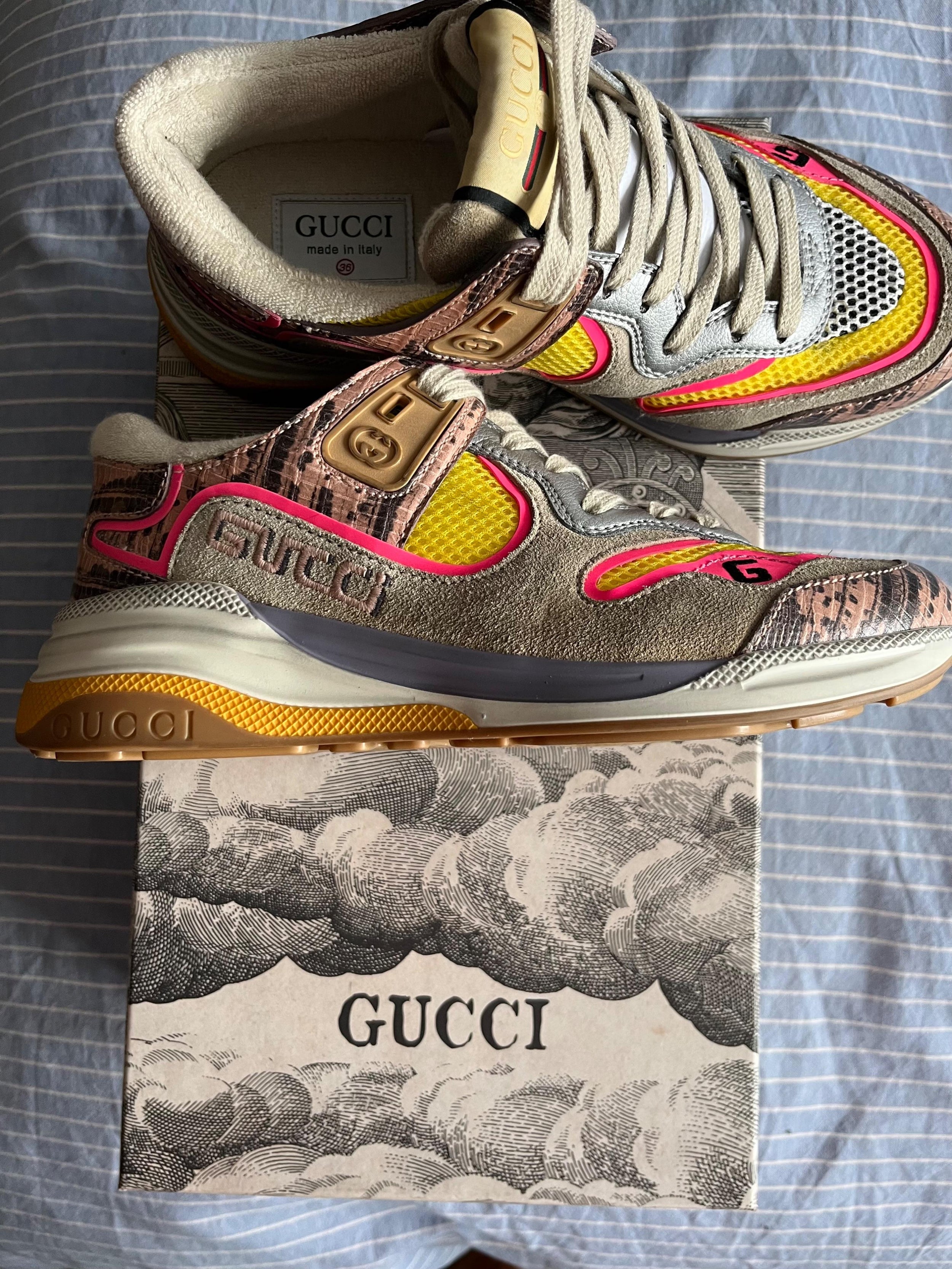 Ultrapace Snake-effect Leather, Mesh And Distressed Suede Trainers