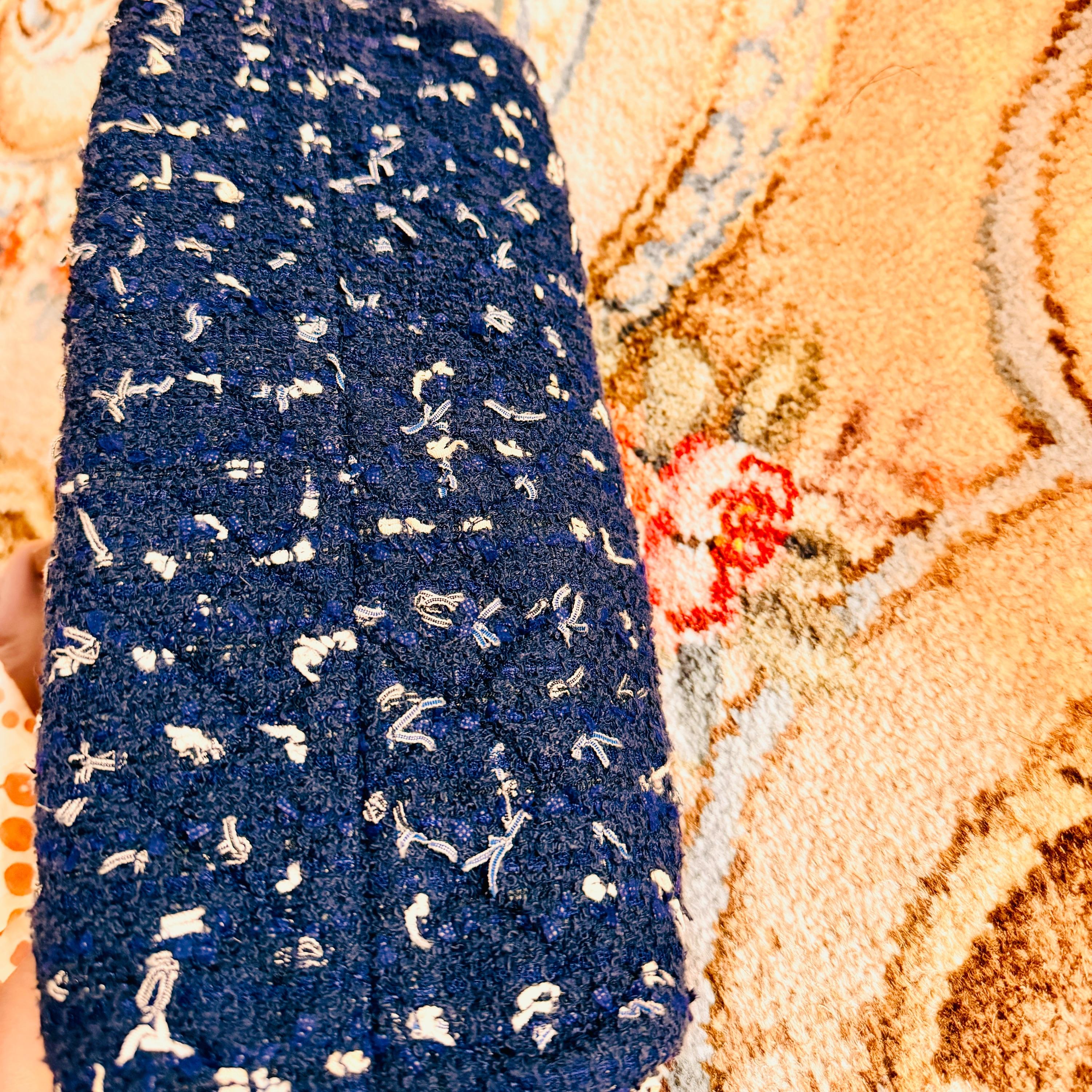Blue Tweed Mademoiselle Shoulder Bag
