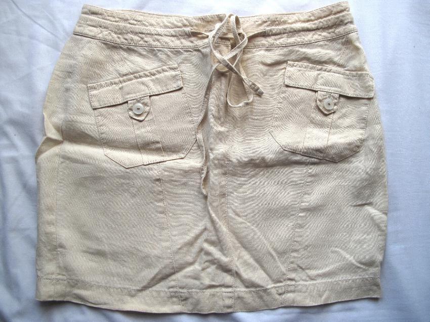 Escada Metallic Linen Cream Skirt