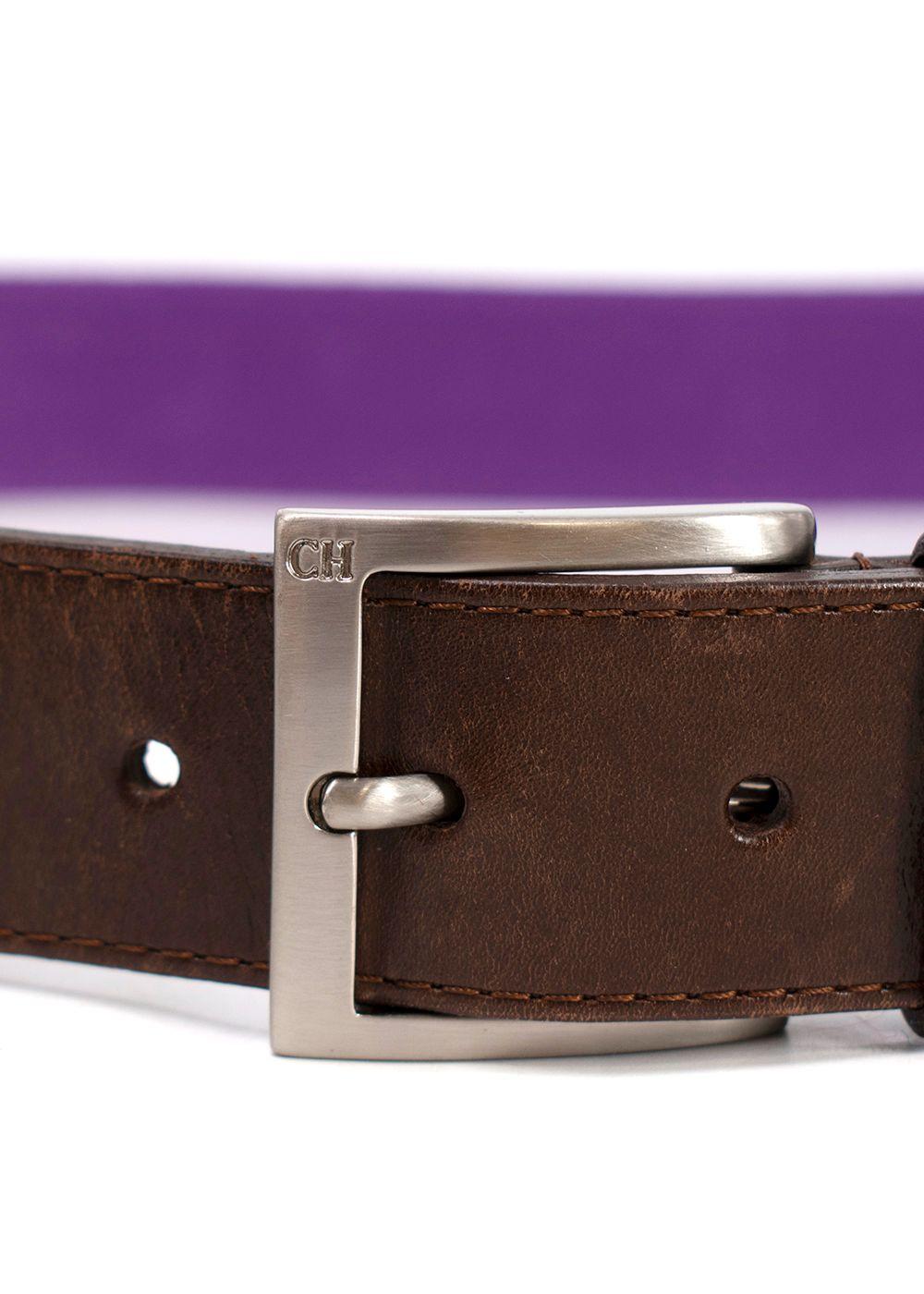 Carolina Hererra Brown Leather & Purple Canvas Belt